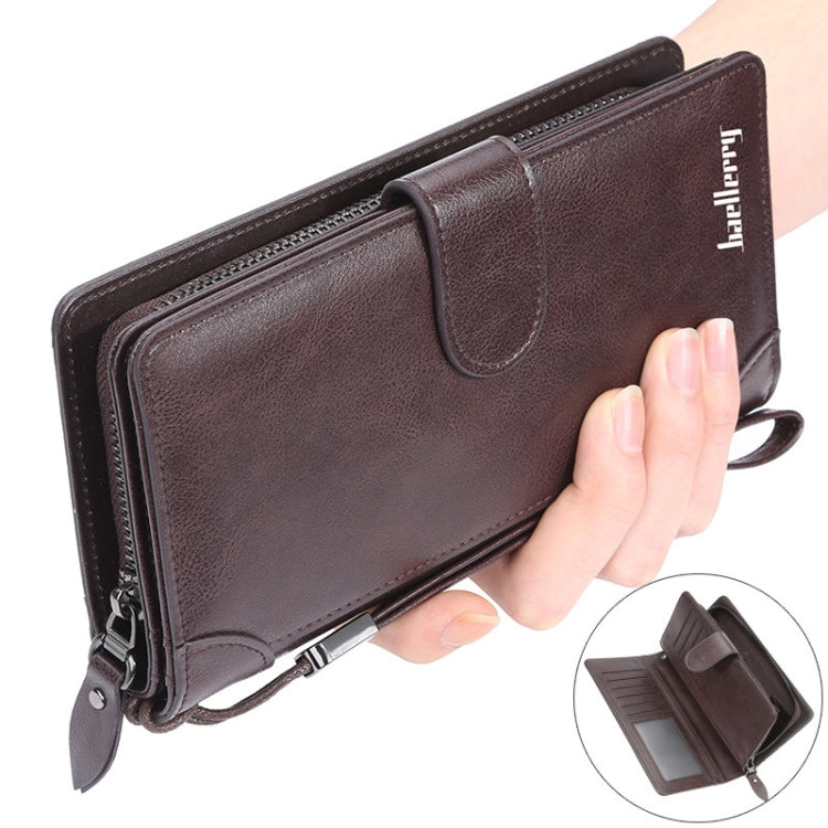 Baellerry S6701 Men Wallet Business Multi-card Mid-length Clutch Buckle Zipper Coin Purse(Brown) - Wallets by Baellerry | Online Shopping South Africa | PMC TechLife | Buy Now Pay Later Mobicred