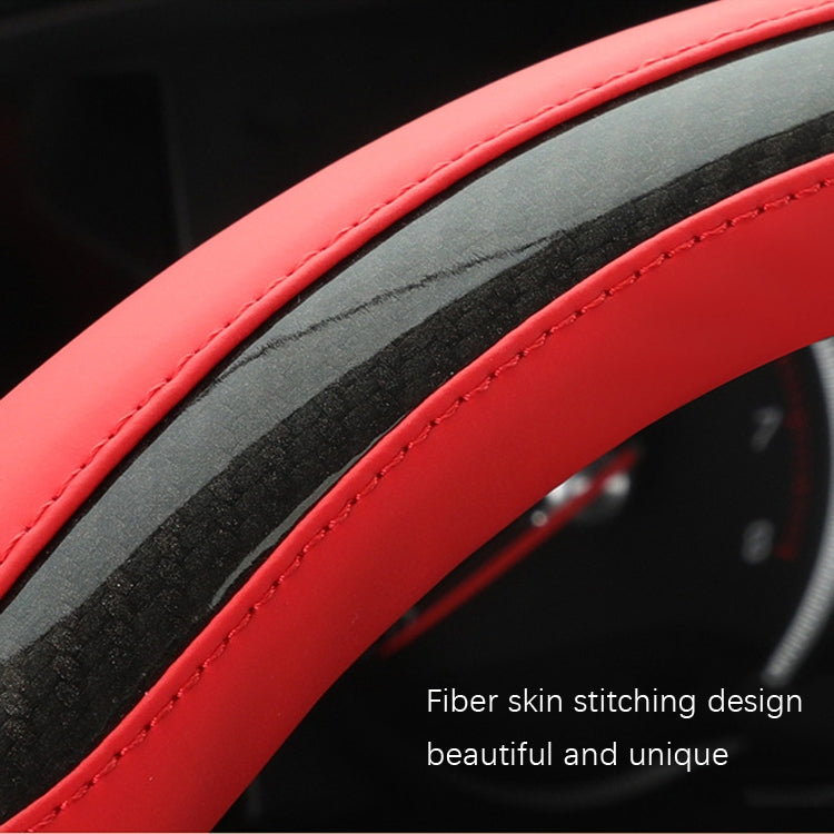 Leather Carbon Fiber Stitching Car Steering Wheel Set, Diameter: 38cm(Black White Round) - Steering Wheel Accessories by PMC TechLife | Online Shopping South Africa | PMC TechLife | Buy Now Pay Later Mobicred