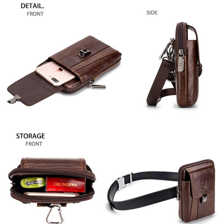 BULL CAPTAIN Multifunctional Leather Mobile Phone Small Waist Bag For Men(Horizontal Black) - Wallets by BULL CAPTAIN | Online Shopping South Africa | PMC TechLife | Buy Now Pay Later Mobicred