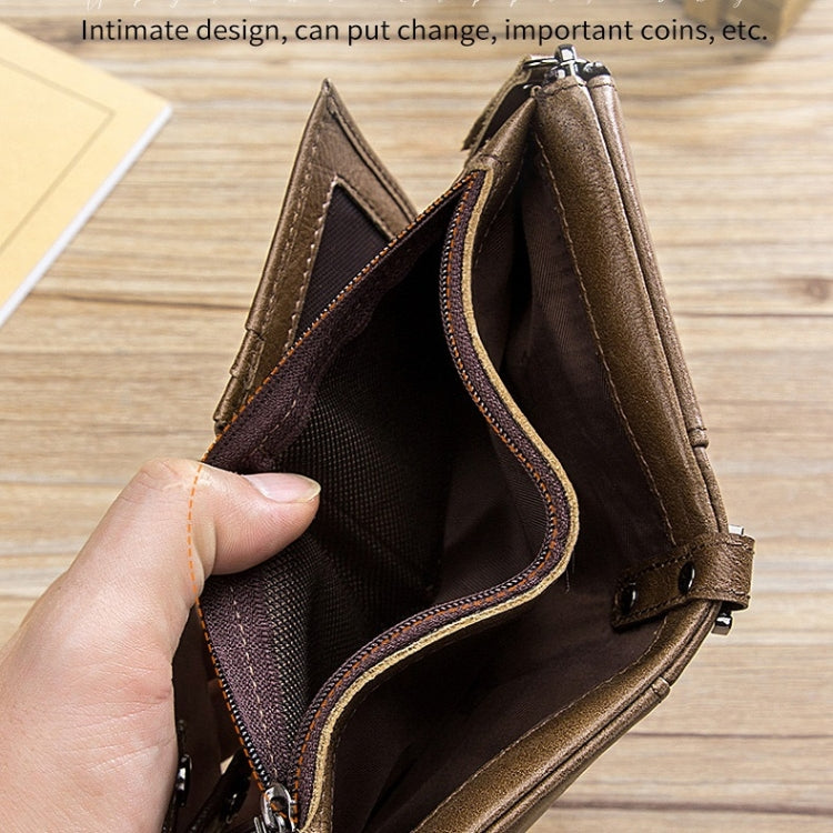 BULL CAPTAIN  Leather Three-fold Zipper Wallet For Men(Black) - Wallets by BULL CAPTAIN | Online Shopping South Africa | PMc TechLife | Buy Now Pay Later Mobicred