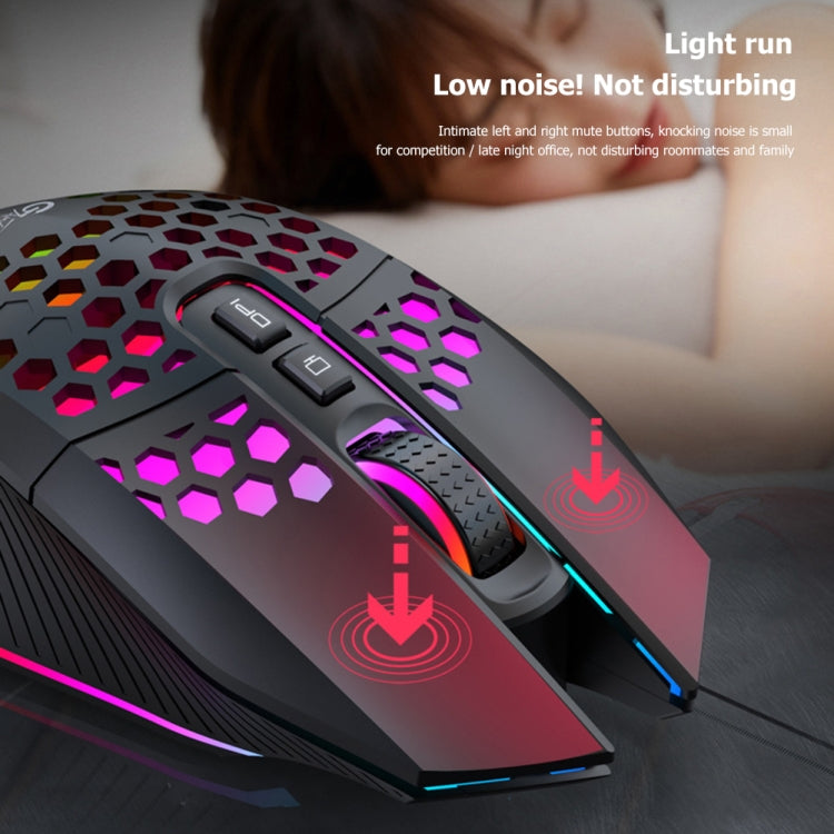 FMOUSE  X801 8 Keys 1600DPI Hollow Luminous Gaming  Office Mouse,Style: Black Wireless Rechargeable - free shipping - PMC Jewellery - Order now!