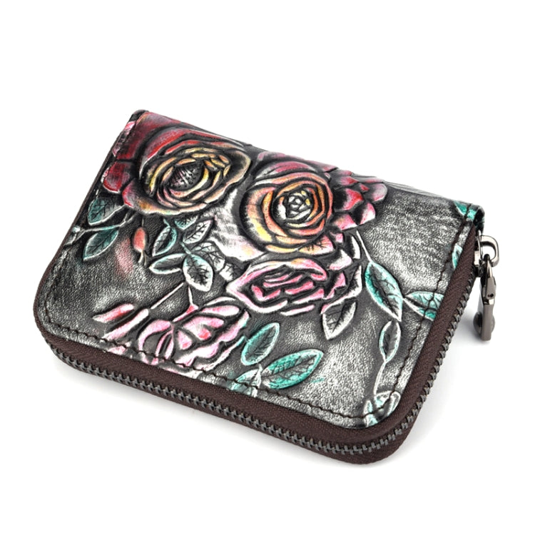 Zip Multi-card Hand-painted Organ Leather Card Holder(Silver) - free shipping - PMC TechLife - Order now!