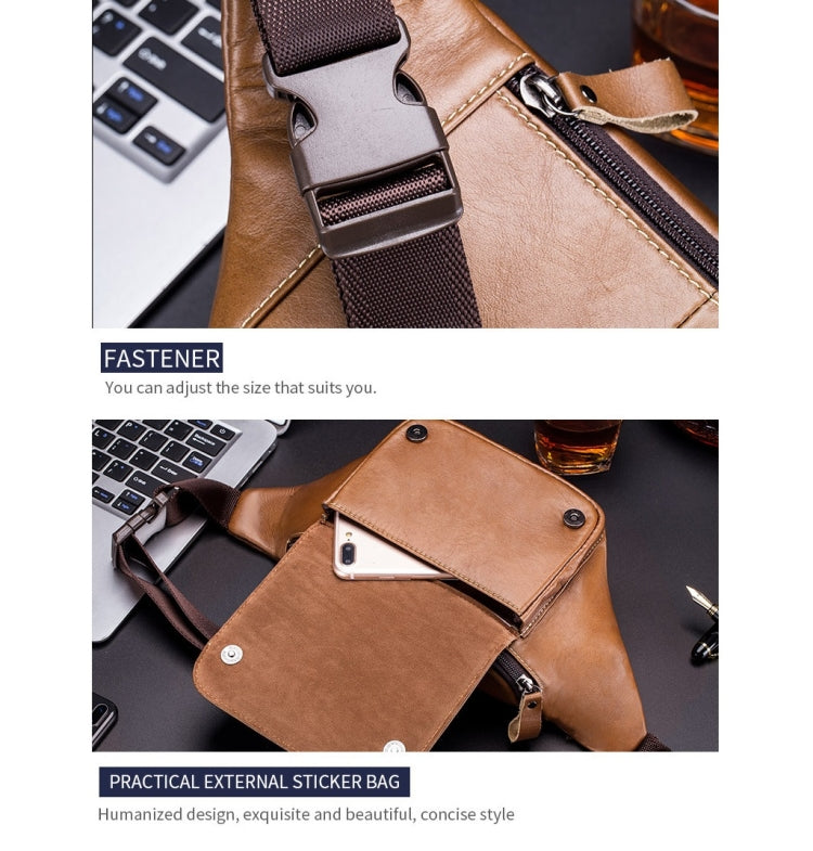 BULL CAPTAIN Cowhide Waist Bag Large Capacity Multifunctional Wallet For Men(Yellow Brown) - free shipping - PMC TechLife - Order now!
