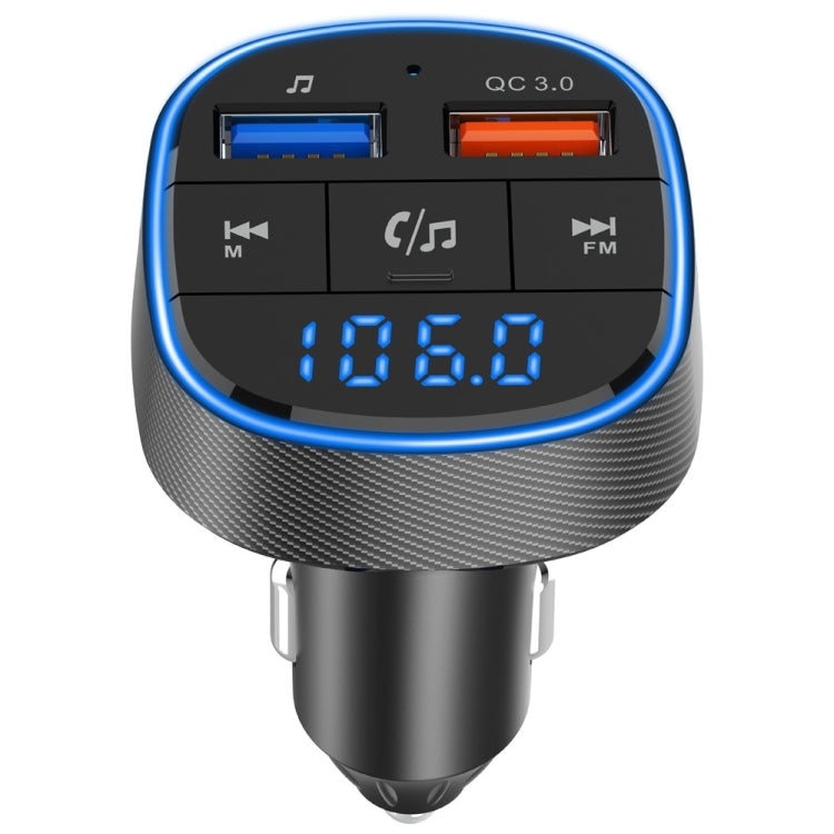 QC3.0 Fast Charge Car Bluetooth MP3 Player Car FM Transmitter(Black) - Bluetooth Car Kits by PMC TechLife | Online Shopping South Africa | PMC TechLife | Buy Now Pay Later Mobicred