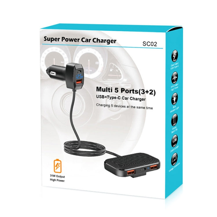 SC02 5 In 1 Mobile Phone Fast Recharge Car Charger - Cigar Socket by PMC TechLife | Online Shopping South Africa | PMC TechLife | Buy Now Pay Later Mobicred