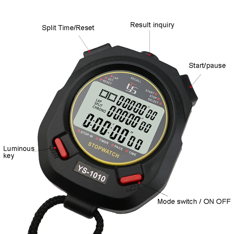 YS 3 Rows Display Luminous Stopwatch Timer Training Referee Stopwatch, Style: YS-1060 60 Memories - Pedometer by PMc TechLife | Online Shopping South Africa | PMc TechLife | Buy Now Pay Later Mobicred
