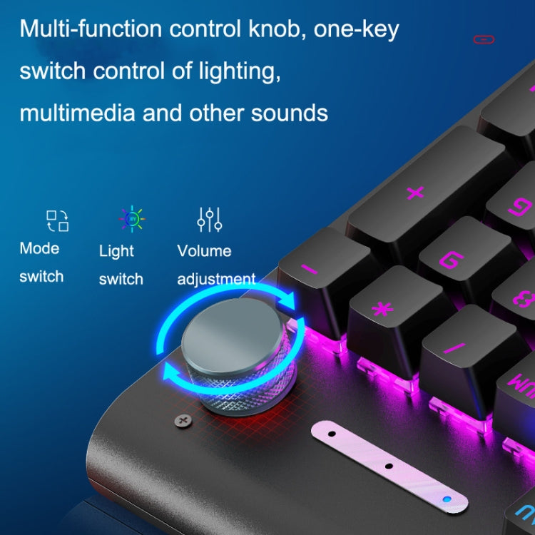 LANGTU K1000 104 Keys Luminous Wired Keyboard, Cable Length: 1.5m(Black Black Shaft Mixed Light) - free shipping - PMC Jewellery - Order now!