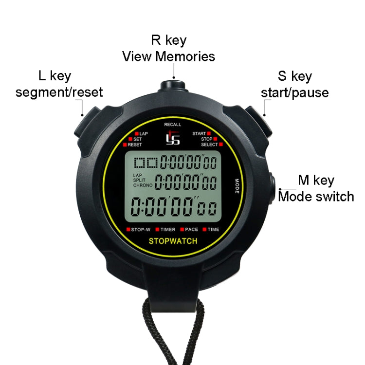 YS Stopwatch Timer Training Fitness Competition Stopwatch, Style: YS-710 10 Memories(Black) - Pedometer by PMc TechLife | Online Shopping South Africa | PMc TechLife | Buy Now Pay Later Mobicred