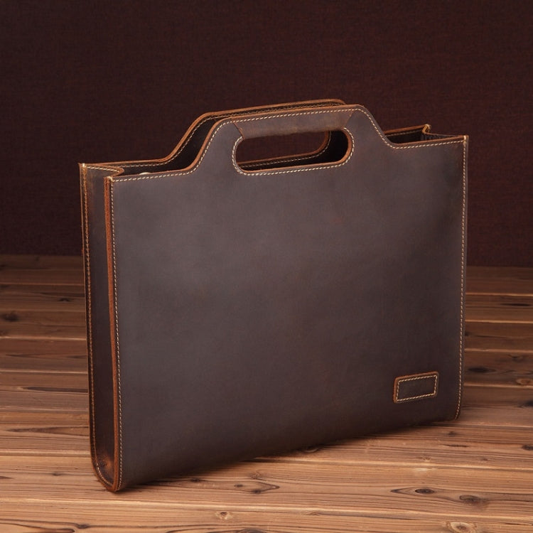 Genuine Leather Vintage Shoulder Bag Crossbody Portable Business Briefcase(Dark Coffee) - Handbags by PMC TechLife | Online Shopping South Africa | PMC TechLife | Buy Now Pay Later Mobicred