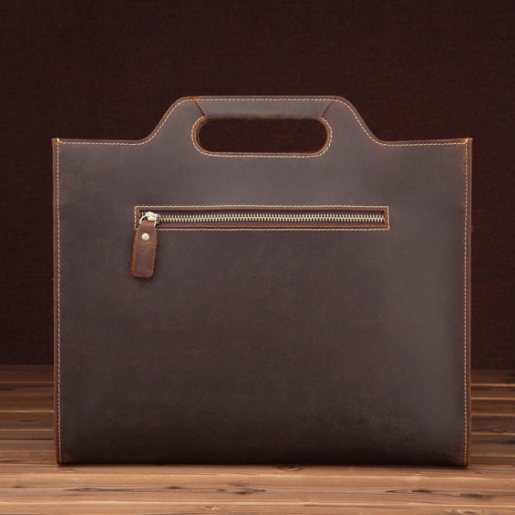 Genuine Leather Vintage Shoulder Bag Crossbody Portable Business Briefcase(Dark Coffee) - Handbags by PMC TechLife | Online Shopping South Africa | PMC TechLife | Buy Now Pay Later Mobicred
