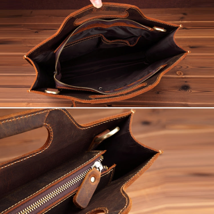 Genuine Leather Vintage Shoulder Bag Crossbody Portable Business Briefcase(Dark Coffee) - Handbags by PMC TechLife | Online Shopping South Africa | PMC TechLife | Buy Now Pay Later Mobicred
