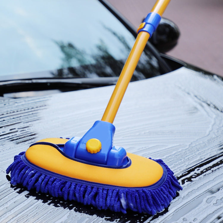 Retractable Curved Rod Soft Fur Car Wash Mop(Yellow Blue) - Car washing supplies by PMC TechLife | Online Shopping South Africa | PMC TechLife | Buy Now Pay Later Mobicred