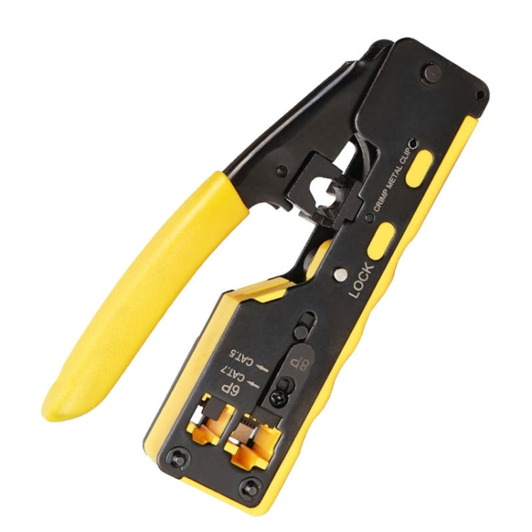 6P8P Seven-type Through-hole Crystal Head  Wire Stripping Tool Network Cable Pliers(Yellow) - Lan Cable and Tools by PMC TechLife | Online Shopping South Africa | PMC TechLife