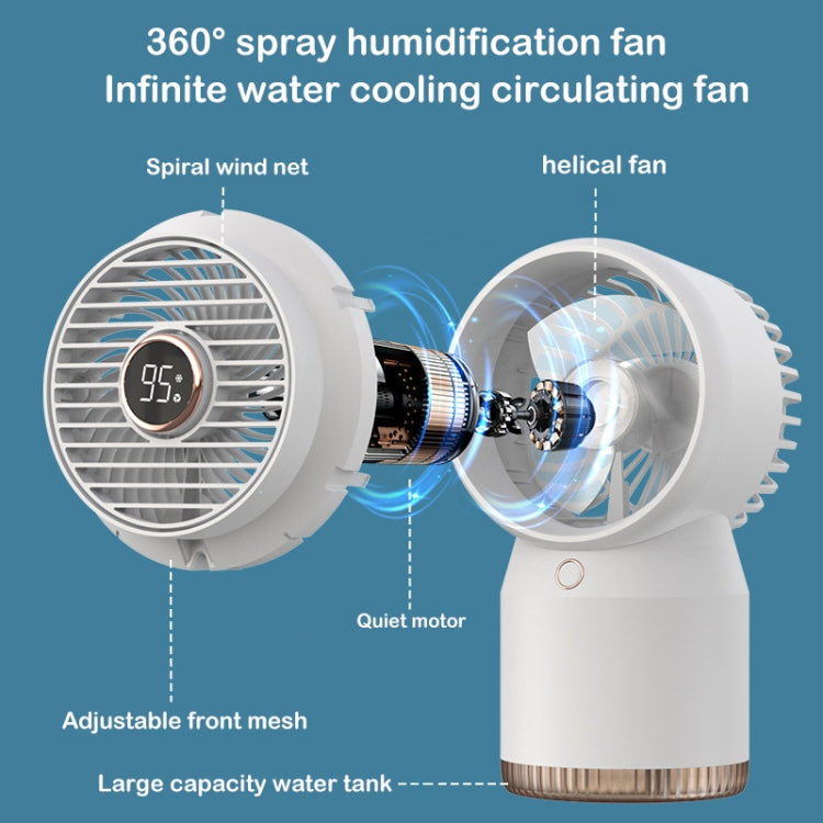 Spray Humidified LED Digital Display Office Home Fan, Style: USB Direct Plug(White) - Electric Fans by PMC TechLife | Online Shopping South Africa | PMC TechLife | Buy Now Pay Later Mobicred