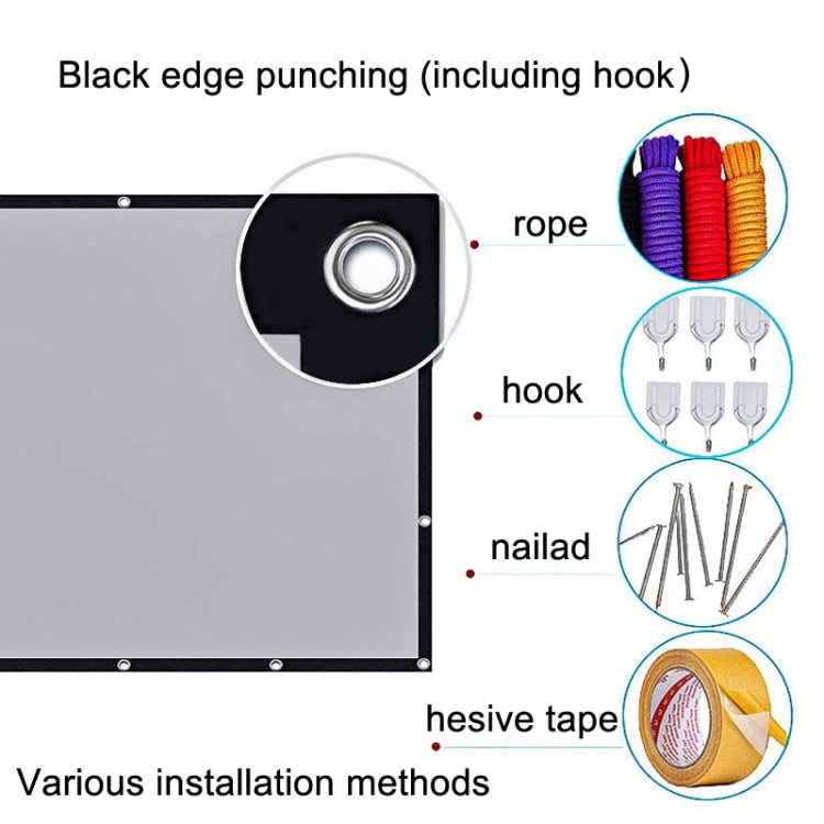 Folding Metal Anti-Light HD Projection Curtain, Size: 133 inch 16:9 300x160cm Punch Black Border - free shipping - PMC TechLife - Order now!