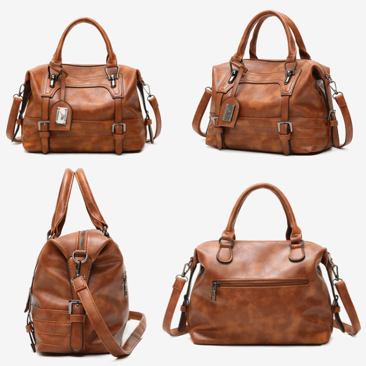Ladies Casual Handbag Soft-faced Solid Color One-shoulder Diagonal Large Bag(Brown) - free shipping - PMC TechLife - Order now!