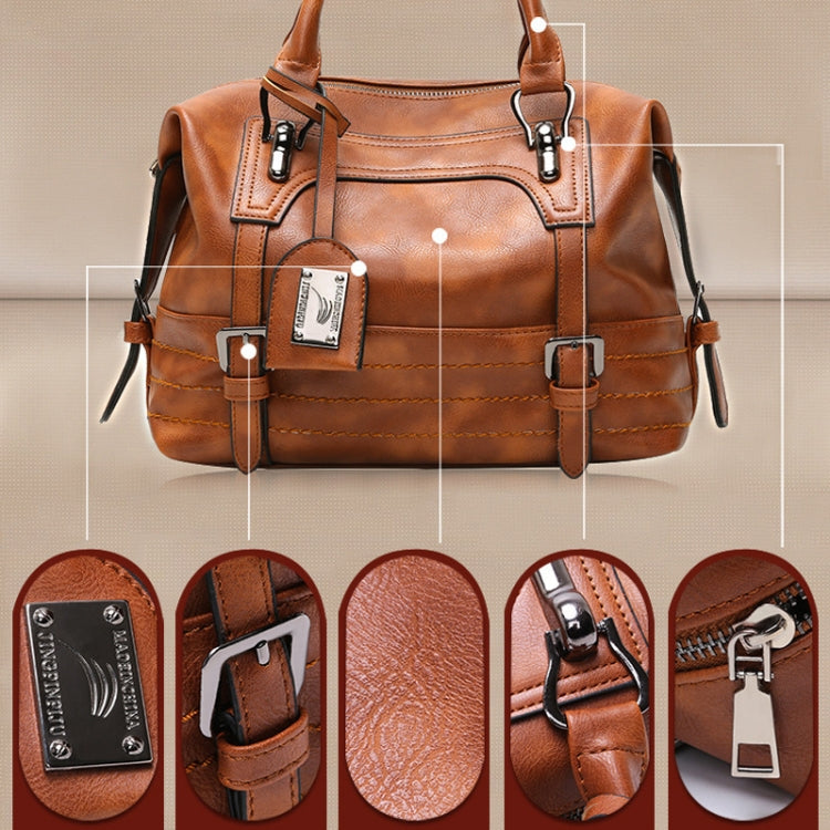 Ladies Casual Handbag Soft-faced Solid Color One-shoulder Diagonal Large Bag(Brown) - free shipping - PMC TechLife - Order now!