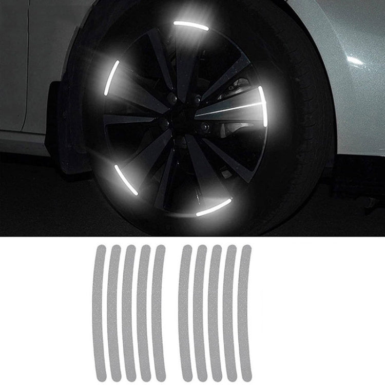 10pcs /Set Car Wheel Reflective Stickers 3D Personal Decoration Tire Warning Stickers(Silver White) - Decorative Strip by PMC TechLife | Online Shopping South Africa | PMC TechLife