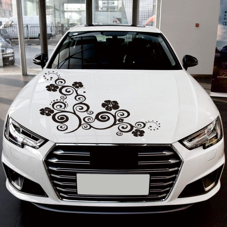 D-908 Summer Flower Totem PVC Car Hood Sticker(Black) - Decorative Sticker by PMC TechLife | Online Shopping South Africa | PMC TechLife | Buy Now Pay Later Mobicred
