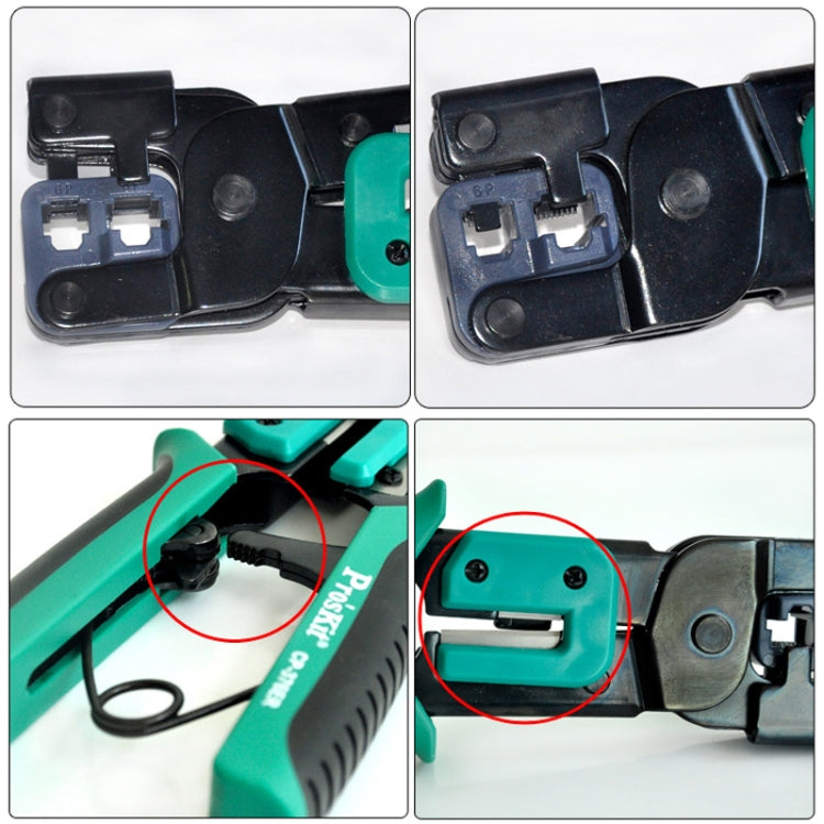 ProsKit Dual-purpose 6/8P Iron Handle Network Ratchet Crimping Plier(CP-376ER) - free shipping - PMC Jewellery - Order now!