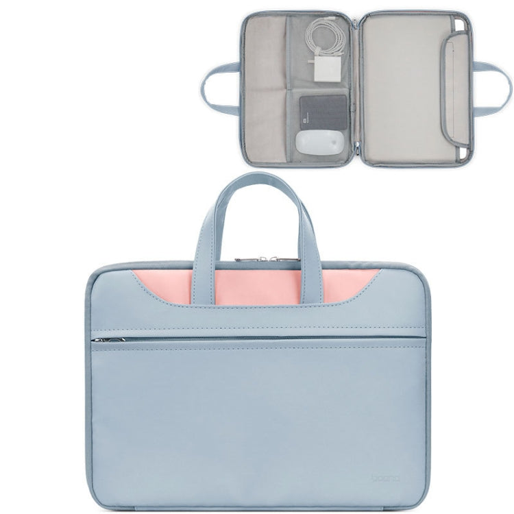 Baona BN-Q006 PU Leather Full Opening Laptop Handbag For 11/12 inches(Sky Blue+Pink) - 12.1 inch by Baona | Online Shopping South Africa | PMC TechLife | Buy Now Pay Later Mobicred