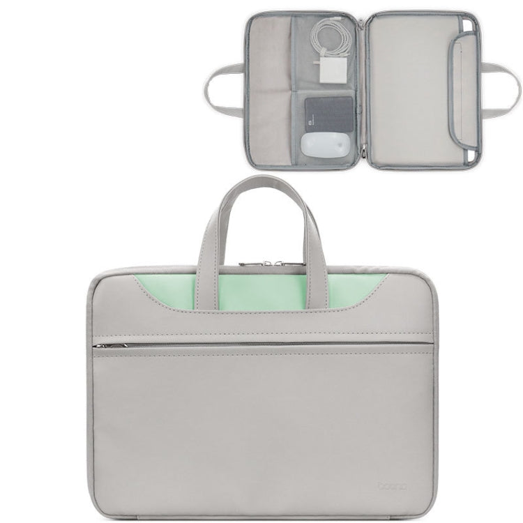 Baona BN-Q006 PU Leather Full Opening Laptop Handbag For 13/13.3 inches(Gray+Mint Green) - free shipping - PMC Jewellery - Order now!
