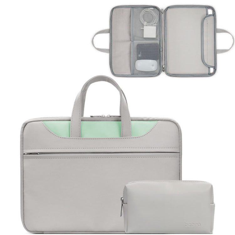 Baona BN-Q006 PU Leather Full Opening Laptop Handbag For 14 inches(Gray+Mint Green+Power Bag) - free shipping - PMC Jewellery - Order now!