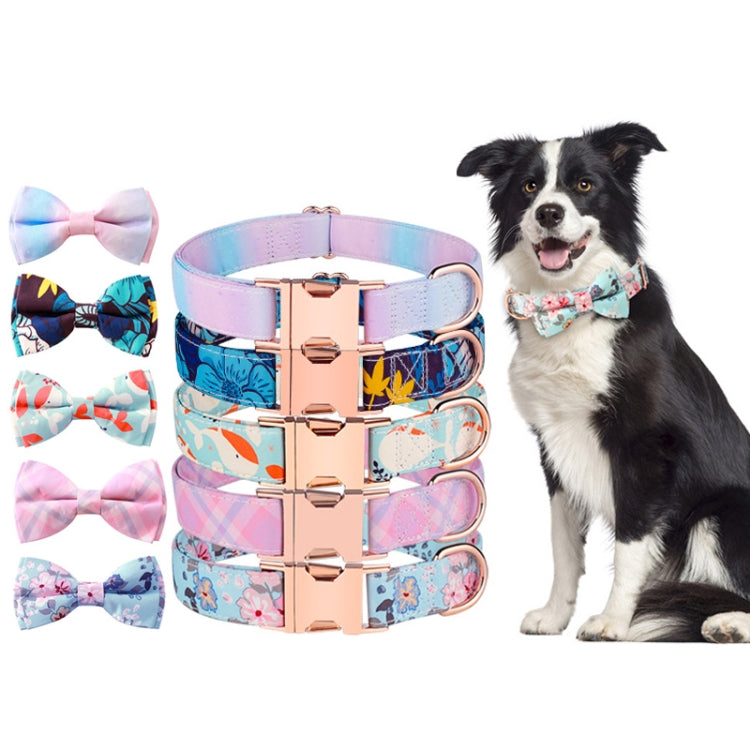 Rose Gold Buckle Pet Detachable Bow Collar, Size: XL 2.5x43-70cm(Blue Bellland) - Collars by PMC TechLife | Online Shopping South Africa | PMC TechLife | Buy Now Pay Later Mobicred