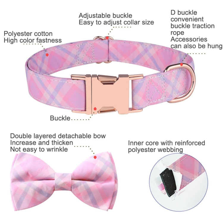 Rose Gold Buckle Pet Detachable Bow Collar, Size: S 1.5x28-40cm(Blue Snake Flower) - free shipping - PMC TechLife - Order now!