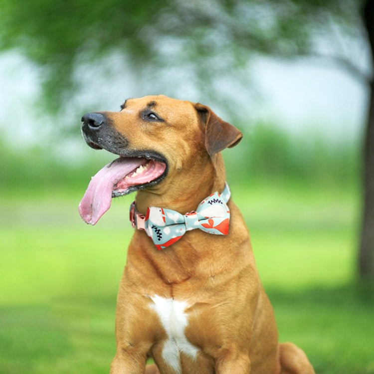 Rose Gold Buckle Pet Detachable Bow Collar, Size: S 1.5x28-40cm(Blue Snake Flower) - free shipping - PMC TechLife - Order now!