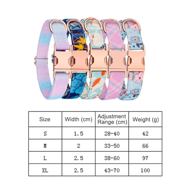 Rose Gold Buckle Pet Detachable Bow Collar, Size: S 1.5x28-40cm(Blue Snake Flower) - free shipping - PMC TechLife - Order now!