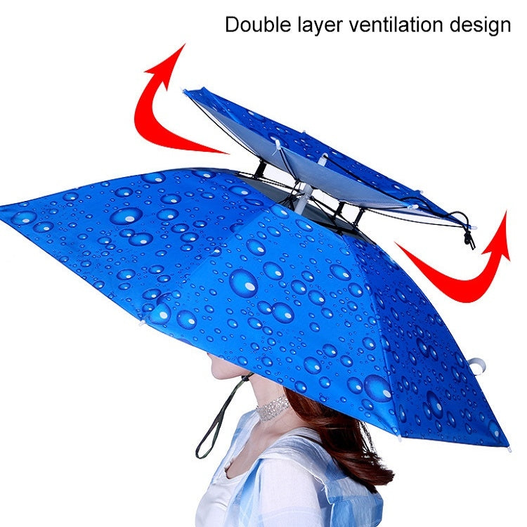 Double-layer Fishing Umbrella Hat Outdoor Sunscreen And Rainproof Folding Umbrella Hat, Color: 95 Camellia Vinyl (Rubber Sleeve) - Umbrellas by PMC TechLife | Online Shopping South Africa | PMC TechLife
