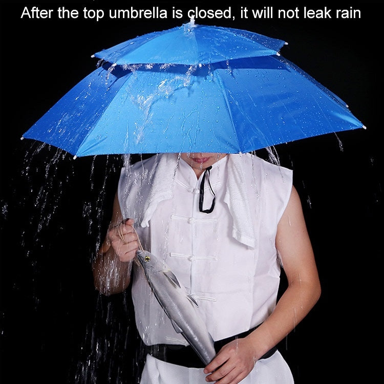 Double-layer Fishing Umbrella Hat Outdoor Sunscreen And Rainproof Folding Umbrella Hat, Color: 95 Camellia Vinyl (Rubber Sleeve) - Umbrellas by PMC TechLife | Online Shopping South Africa | PMC TechLife
