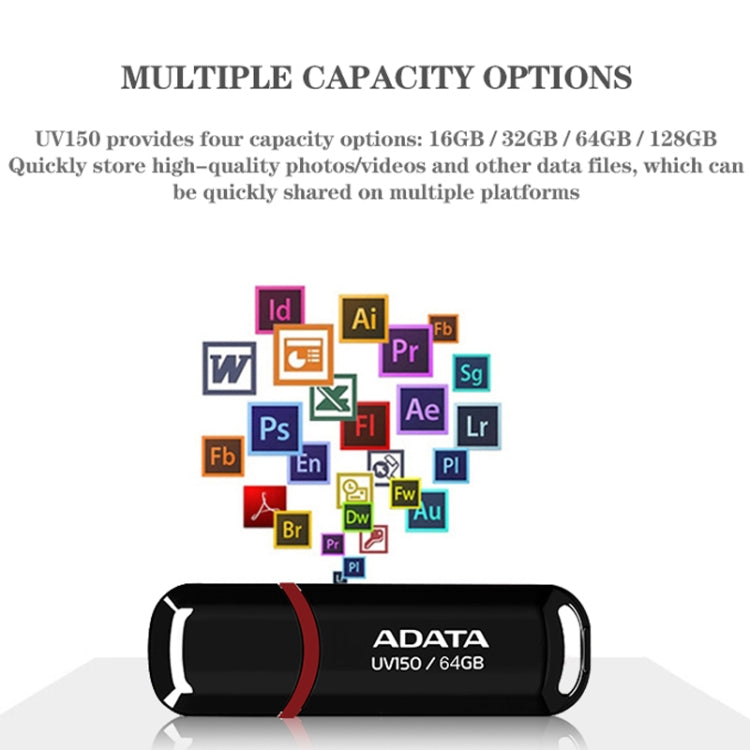 ADATA UV150 High Speed USB3.1 Business USB Flash Drive, Capacity: 32GB(Black) - free shipping - PMC TechLife - Order now!