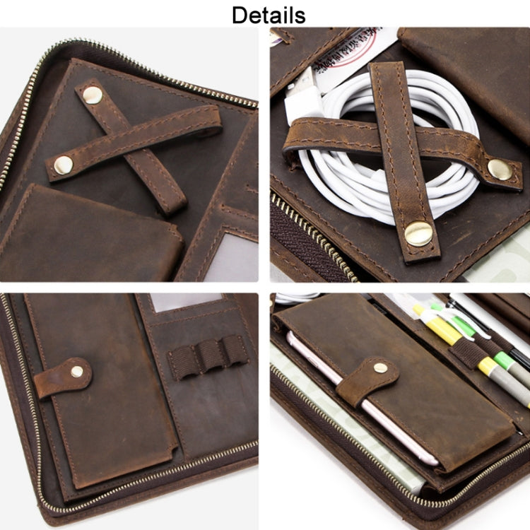 Crazy Horse Leather Pen Slot Zipper Multifunctional Tablet Cover For IPad Pro 9.7/10.5/11 Inch(Light Brown) - iPad Pro 11 (2022/2021) Cases by PMC TechLife | Online Shopping South Africa | PMC TechLife