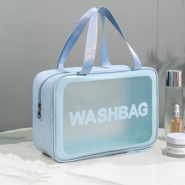 2 PCS Frosted Translucent Waterproof Storage Bag Cosmetic Bag Swimming Bag Wash Bag Blue L - Waterproof Bags by PMC TechLife | Online Shopping South Africa | PMC TechLife