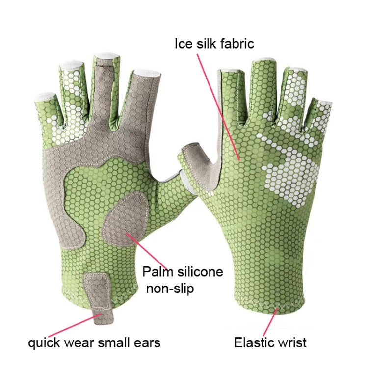 Ice Silk Half Finger Fishing Gloves Sunscreen  Riding Gloves, Size:  Free Size(Youth Green) - Safety Gloves by PMC TechLife | Online Shopping South Africa | PMC TechLife