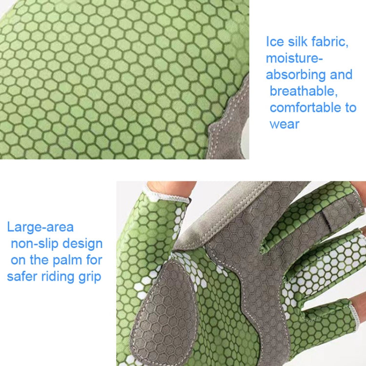Ice Silk Half Finger Fishing Gloves Sunscreen  Riding Gloves, Size:  Free Size(Youth Green) - Safety Gloves by PMC TechLife | Online Shopping South Africa | PMC TechLife