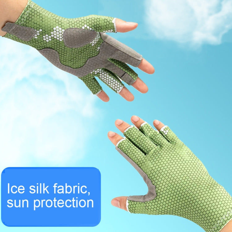 Ice Silk Half Finger Fishing Gloves Sunscreen  Riding Gloves, Size:  Free Size(Youth Green) - Safety Gloves by PMC TechLife | Online Shopping South Africa | PMC TechLife