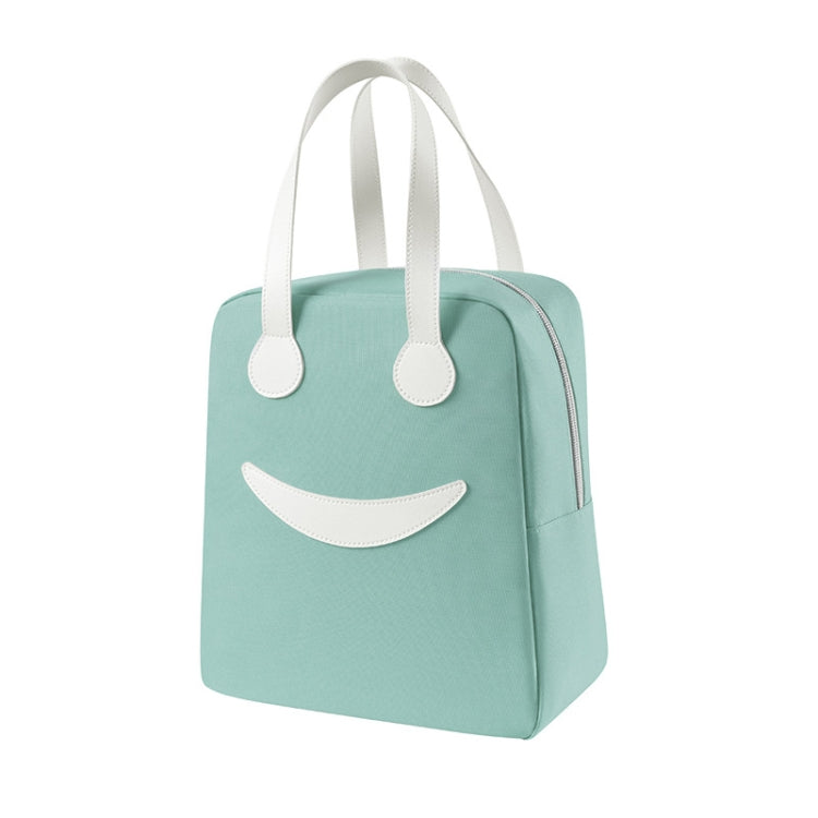Smile Lunch Bag with Leather Handles, Size: L (Green) - Lunch Bags by PMC TechLife | Online Shopping South Africa | PMC TechLife | Buy Now Pay Later Mobicred