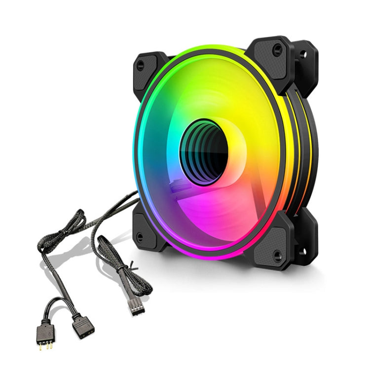 COOLMOON 12cm Infinity Lens Computer Cooling Fan PWM ARGB Chassis Cooling Fan(Black) - free shipping - PMC TechLife - Order now!