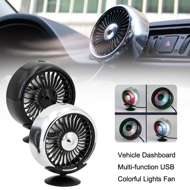 F102 Vehicle Dashboard Multi-function USB Colorful Lights Fan(Black) - free shipping - PMC TechLife - Order now!