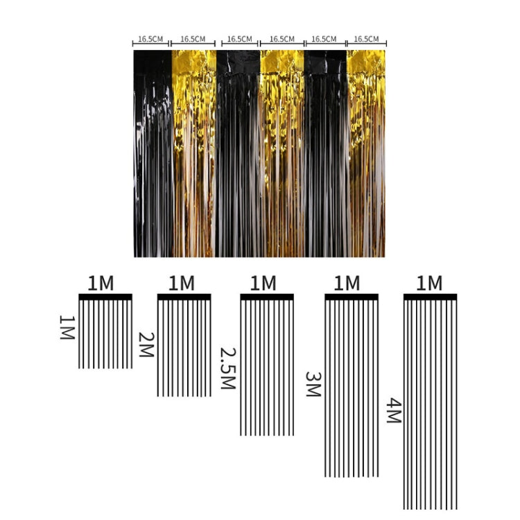 Black And Gold Rain Curtain Festival Party Decoration Props, Size: 1x2M - Holiday Decorations by PMC TechLife | Online Shopping South Africa | PMC TechLife