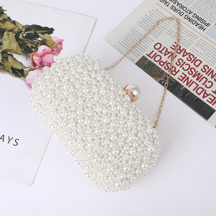 Pearl Evening Bag Soft Face Lock Ladies Shoulder Bag Crossbody Small Square Bag(White) - Single-shoulder Bags by PMC TechLife | Online Shopping South Africa | PMC TechLife