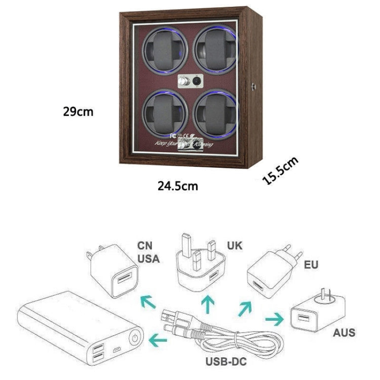 USB Automatic Mechanical Watch Shaker Watch Rotates Places Storage Box, Color: 4 Watches Red - free shipping - PMC TechLife - Order now!
