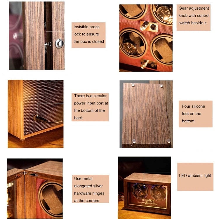 USB Automatic Mechanical Watch Shaker Watch Rotates Places Storage Box, Color: 4 Watches Red - free shipping - PMC TechLife - Order now!