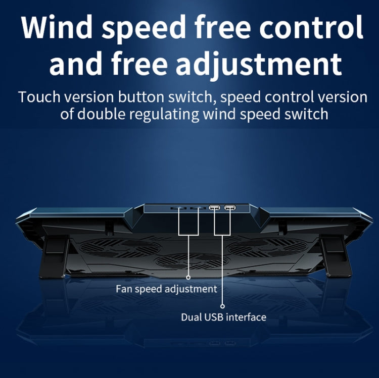 CoolCold  17inch Gaming Laptop Cooler Six Fan Two USB Port 2600RPM Laptop Cooling Pad( Black Red) - free shipping - PMC Jewellery - Order now!