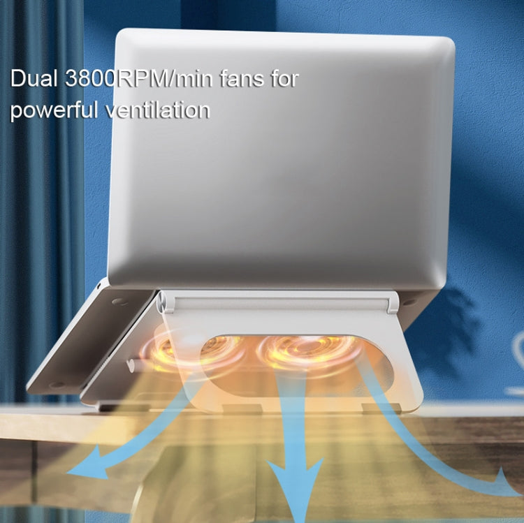 D33  2 Fan Laptop Cooling Bracket Folding Portable Liftable Tablet Bracket(Black) - Cooling Pads by PMC Jewellery | Online Shopping South Africa | PMC Jewellery | Buy Now Pay Later Mobicred