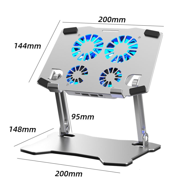X16 Tablet PC Holder Aluminum Alloy Laptop Radiator with 4 Fans - Laptop Stand by PMC Jewellery | Online Shopping South Africa | PMC Jewellery | Buy Now Pay Later Mobicred