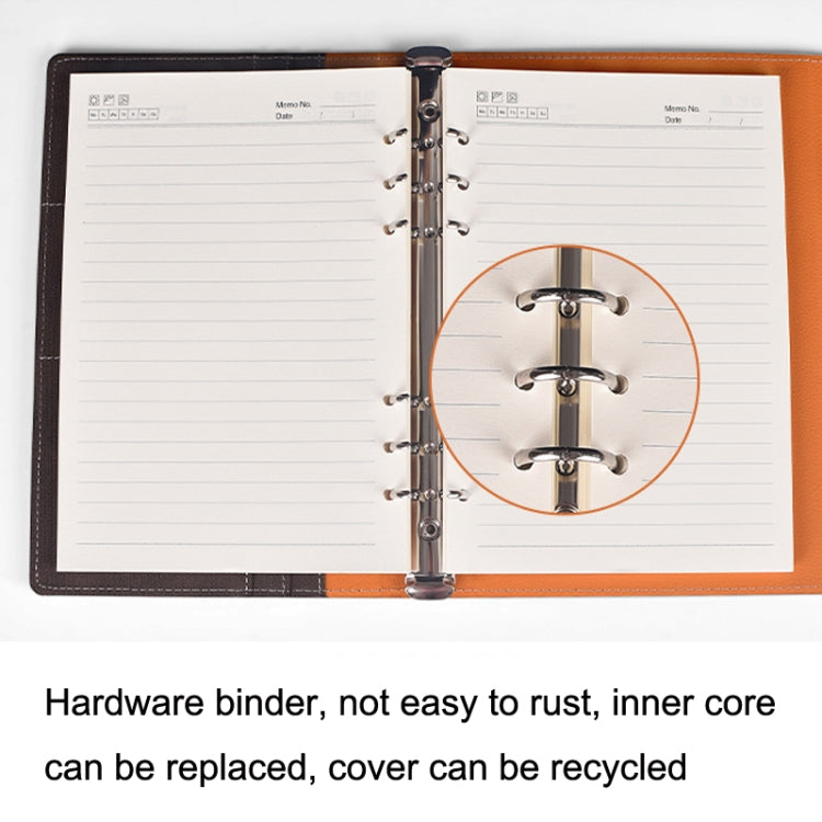 A5 Business Loose-leaf Notebook Office Stationery Leather PU Notepad(Red Brown) - Notebooks by PMc TechLife | Online Shopping South Africa | PMc TechLife | Buy Now Pay Later Mobicred